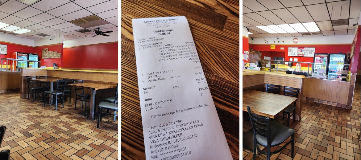 Adam's Pizza Menu