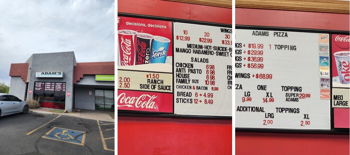 Adam's Pizza Menu