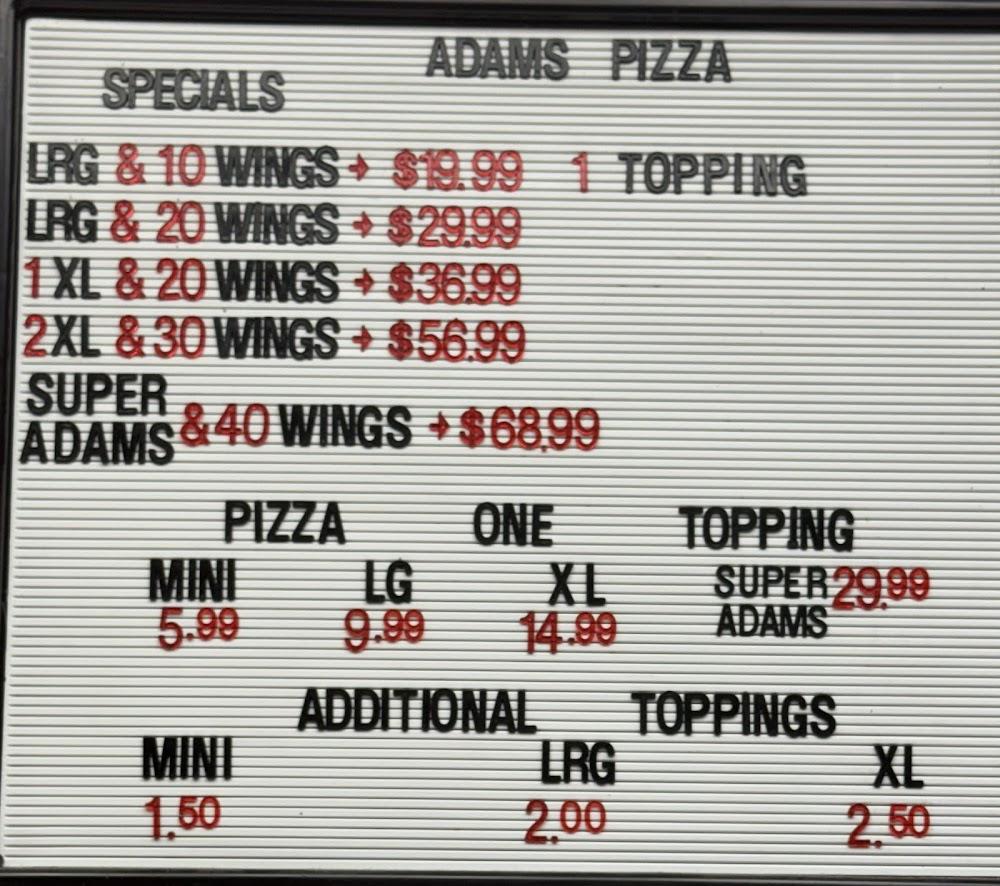 Adam's Pizza Menu image 1